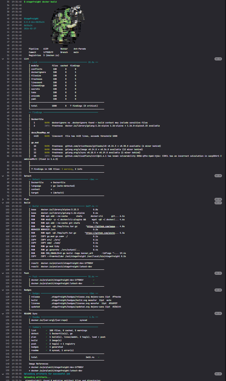 StageFreight build phase in GitLab